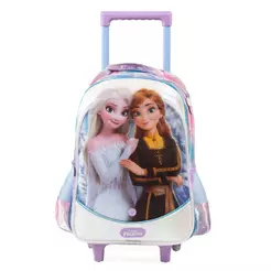 Mochila de Rodinha Infantil Feminina Frozen Azul Claro