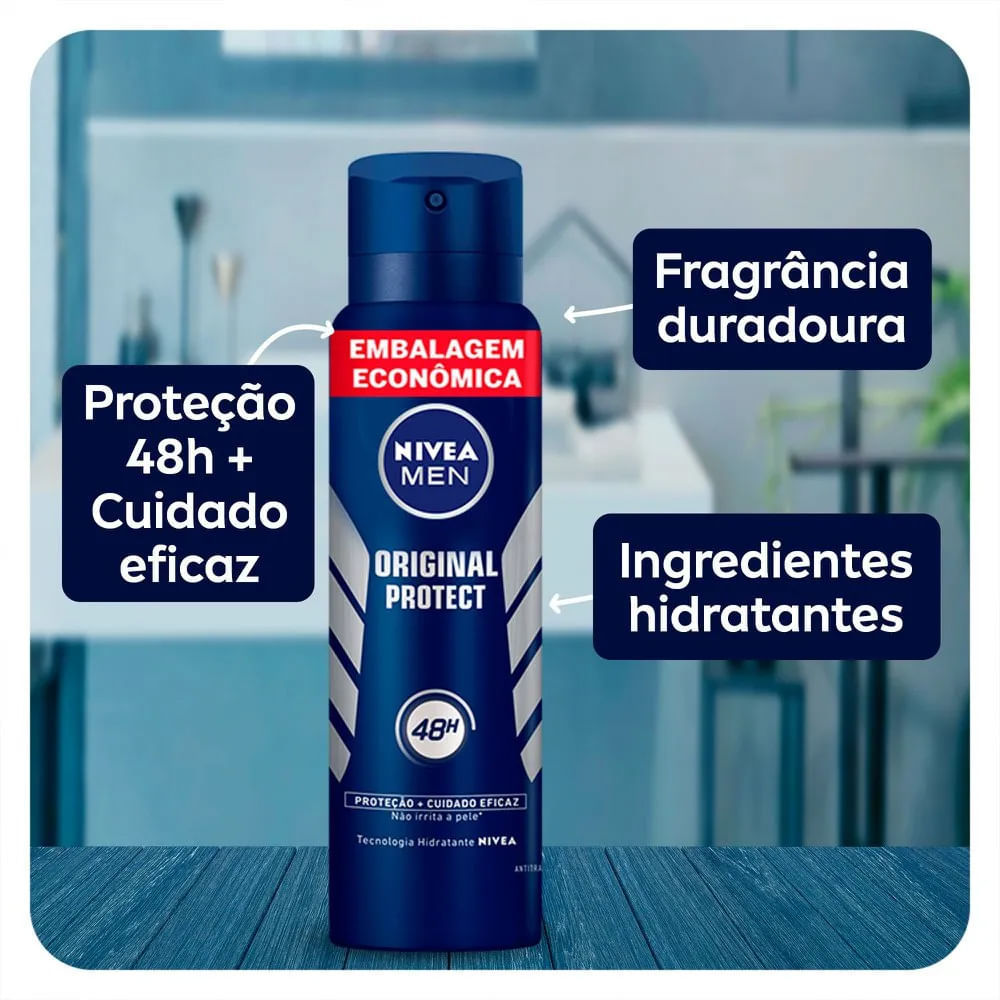 Detalhes do Kit Desodorante Aero Nívea Men Original Protect 200ml - 2 unidades