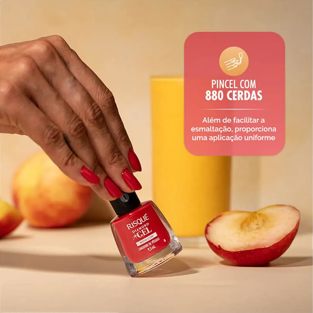 Detalhes do Esmalte Risqué Diamond Gel Smoothie De Pêssego 9,5ml