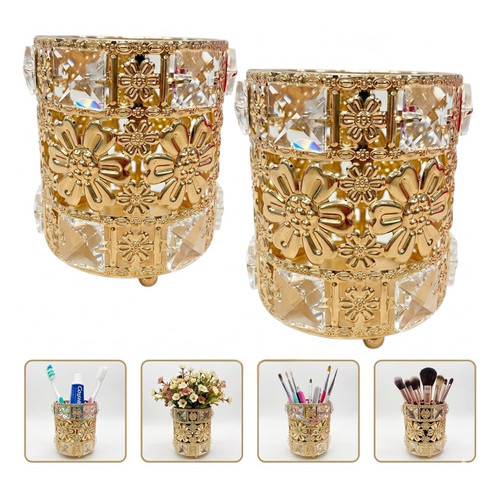 kit 2 Porta Pincel Dourado Cristal Luxo Organizador camarim de maquiagem Make Blush Unhas gel gel nail art pincel unhas