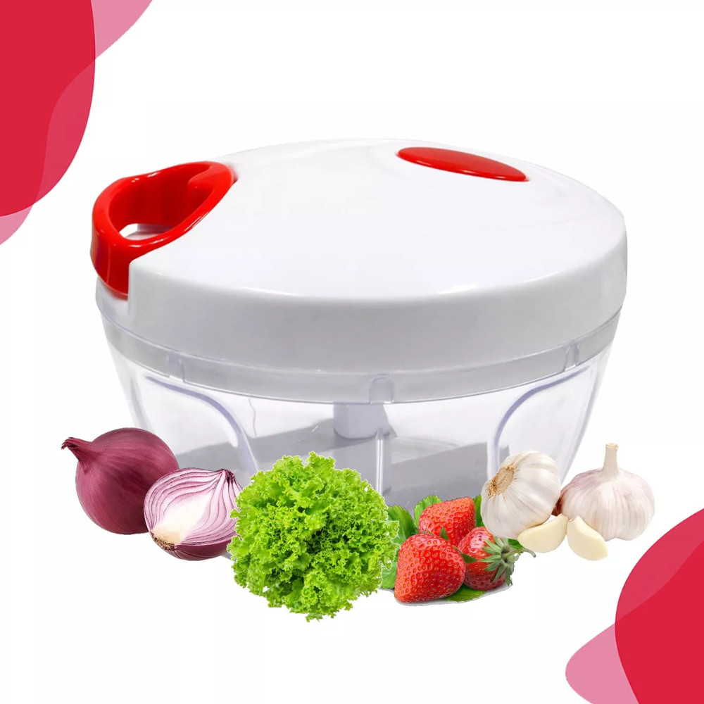 Imagem Mini Triturador Manual de Alimentos Picador de Alho e Cebola 3 Lâminas Inox