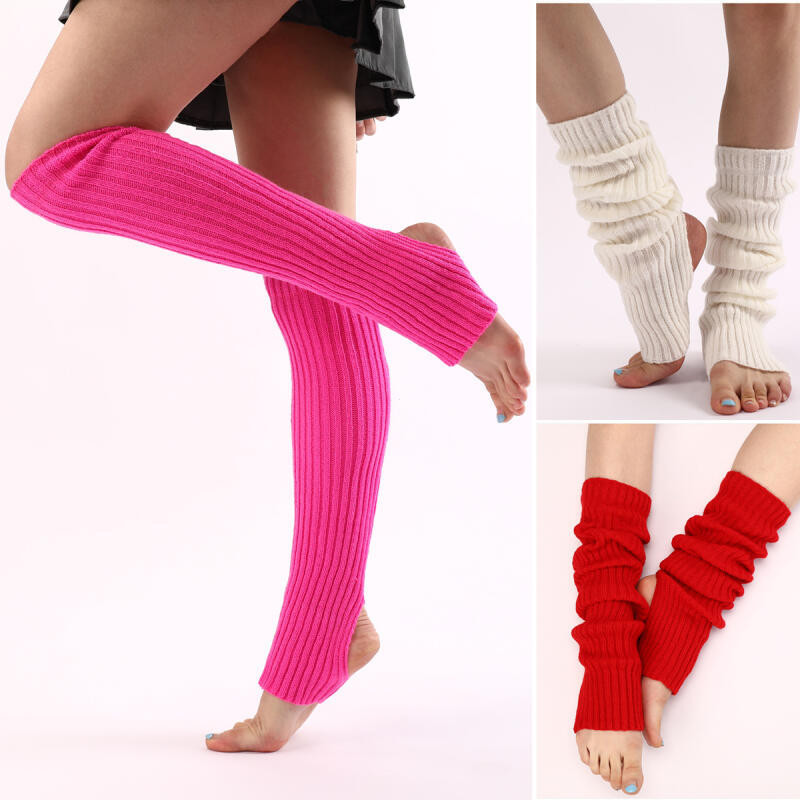 Mulheres De Malha Polainas Dança Latina Esportes Pé Capa Heap Meias Outono Inverno Crochê Bota Punhos
