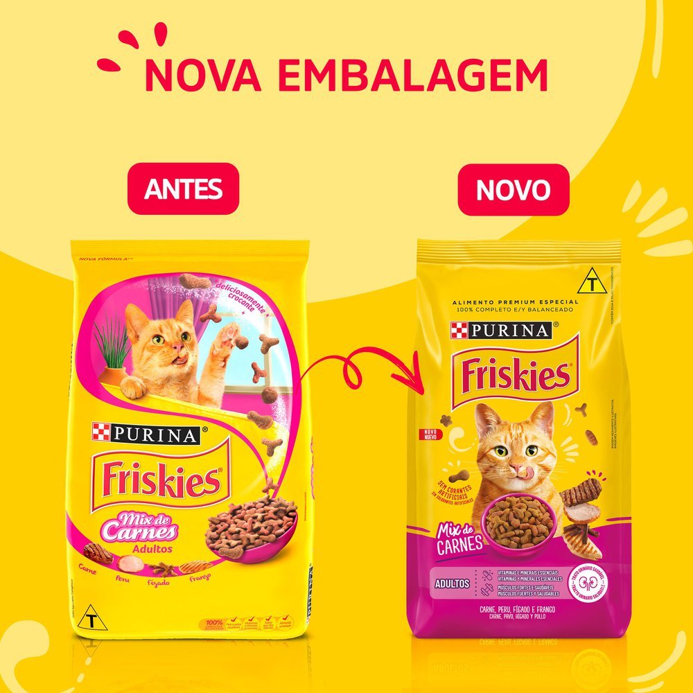 Detalhes do Ração para Gatos Friskies Adulto Sabor Mix de Carnes com 3kg