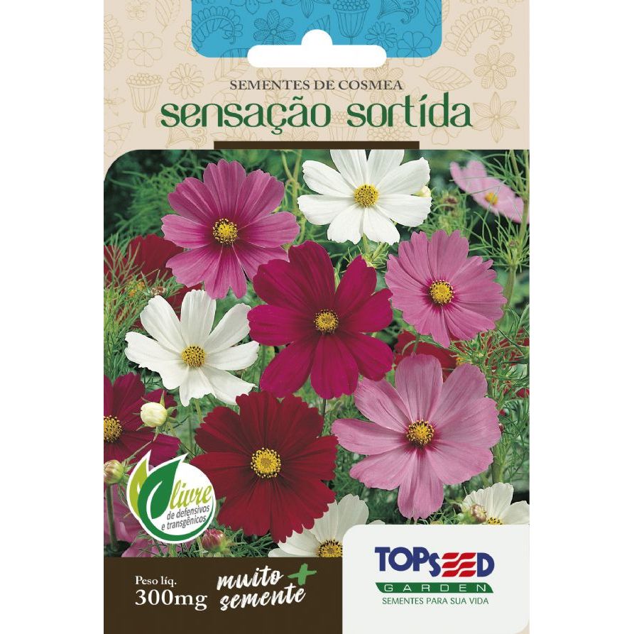 Sementes de Cosmea Sensação Sortida 300mg - Topseed Linha Tradicional