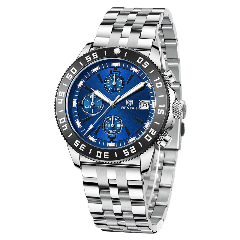 Benyar Bennyar Relógio masculino multifuncional relógio de quartzo cronógrafo BY-5198 moda moderna luminosa à prova d'ág