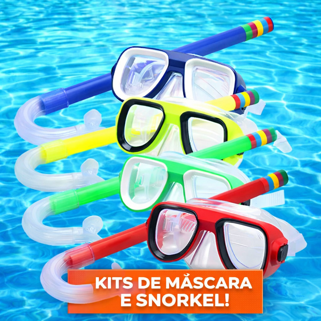 Kit Mergulho Snorkel Óculos Máscara Piscina Praia Banho Natação Infantil Cores
