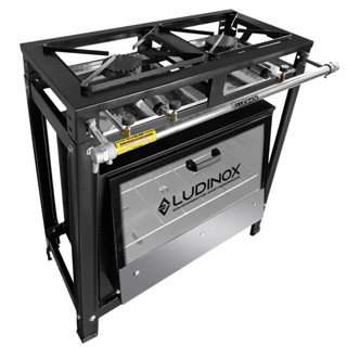 Fogão 2 Bocas Com Forno 60 Litros De Vidro Alta Pressão Industrial Ludinox em Oferta na Shopee