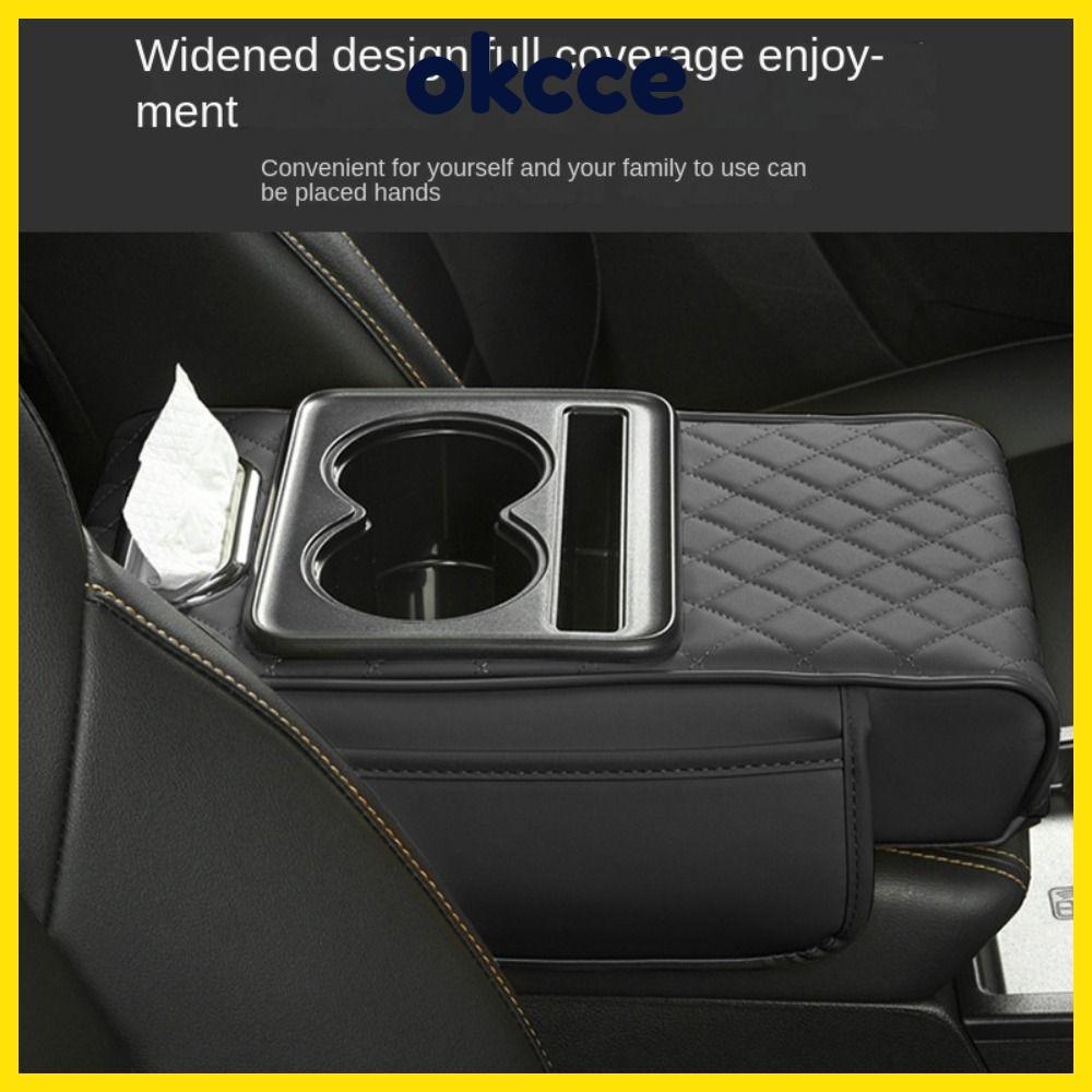 Almofada De Apoio De Braço Do Console Central OKCCE , Portátil Multifuncional , Travesseiro De Carro De Couro PU