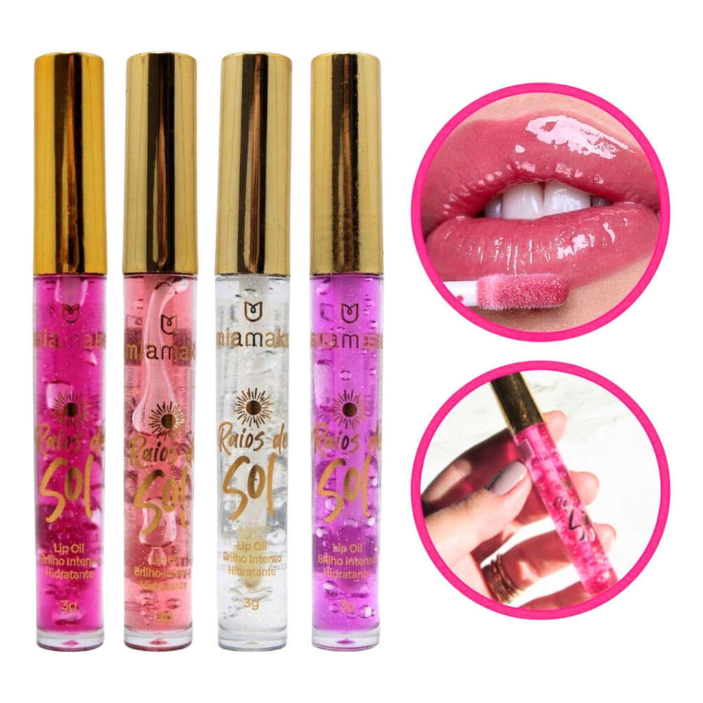 4 Kit Coleção Lip Oil Raios De Sol Mia Make Sol