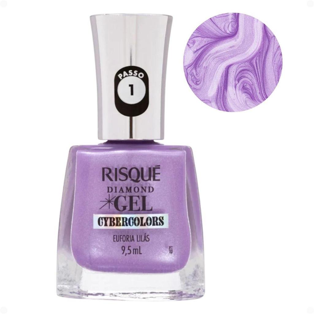 Esmalte Efeito Gel Risqué Diamond Gel Cybercolors 9,5ml