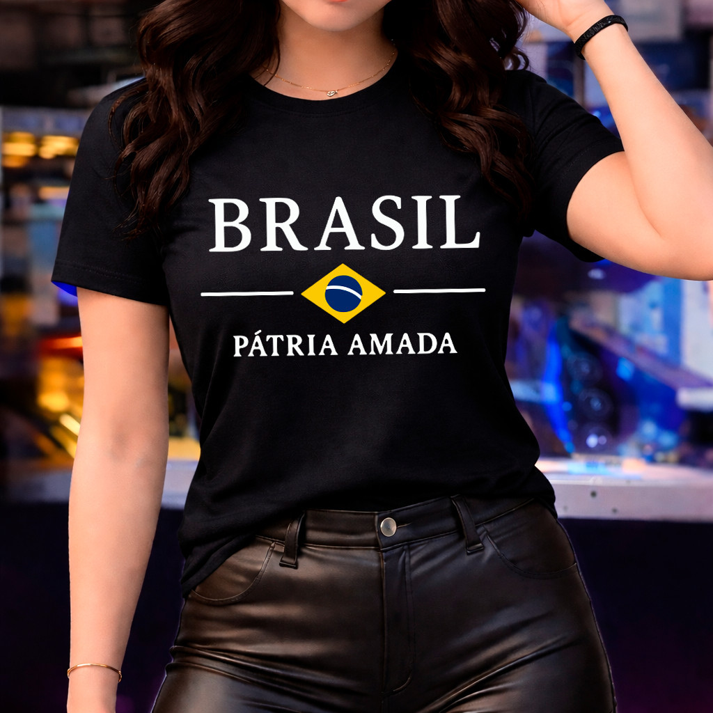 Detalhes do Camiseta Camisa Blusa Feminina100%Algodão T-shirt Copa do Mundo Bandeira do Brasil
