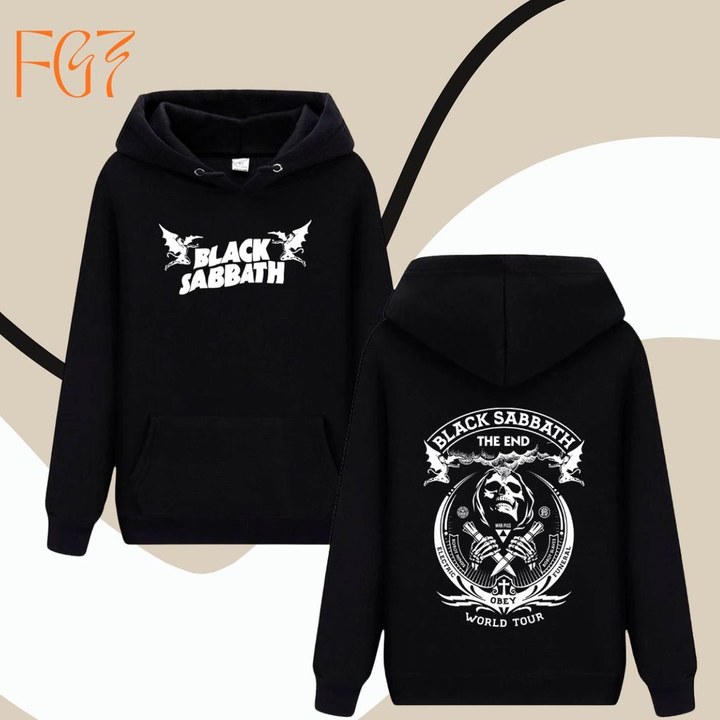 Moletom Canguru Banda Black Caveira Sabbath End World Tour Rock Heavy Metal Electric Funeral War Pigs Obey Místico