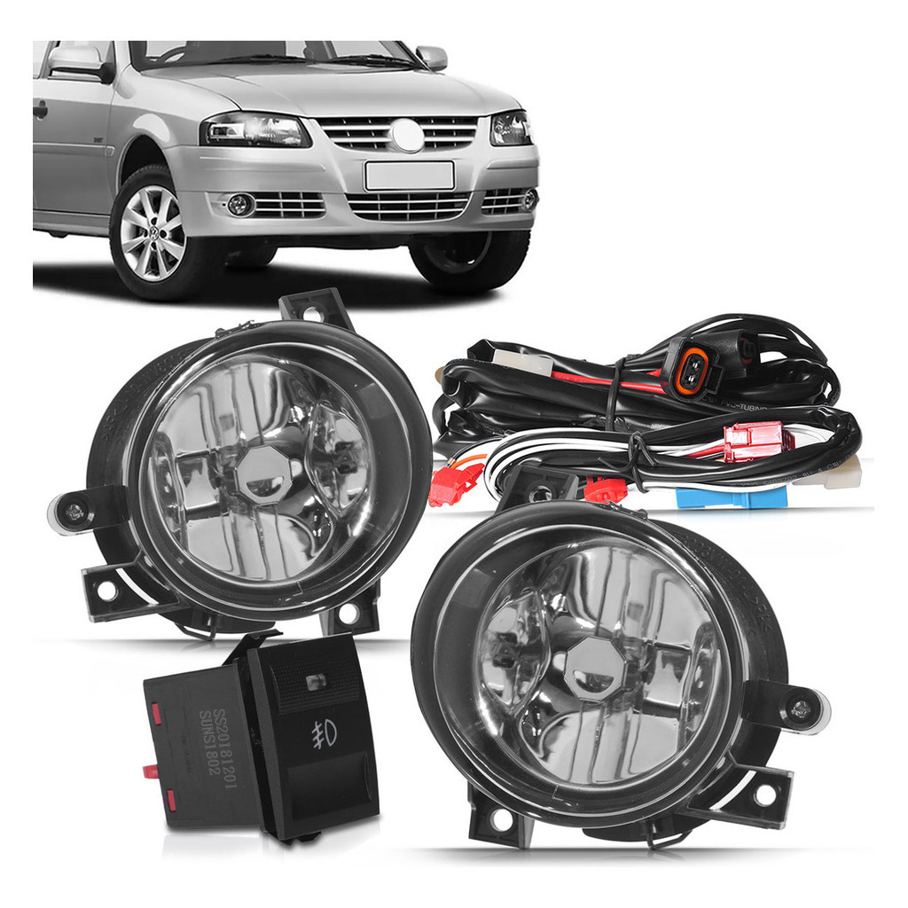 Kit Farol Milha Neblina Gol G4 Botão Modelo Original