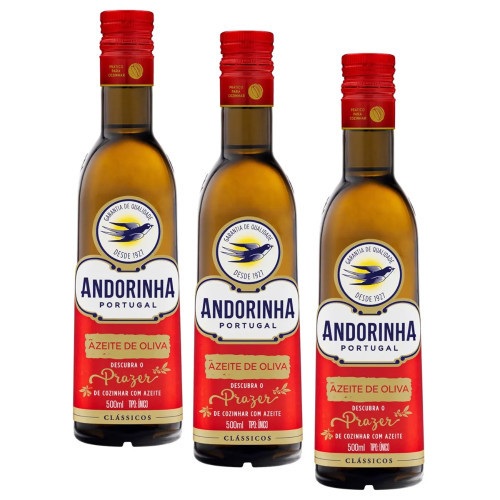 Azeite de Oliva Tipo Único Português Vidro 500ml com 3 Unidades Andorinha em Oferta na Shopee