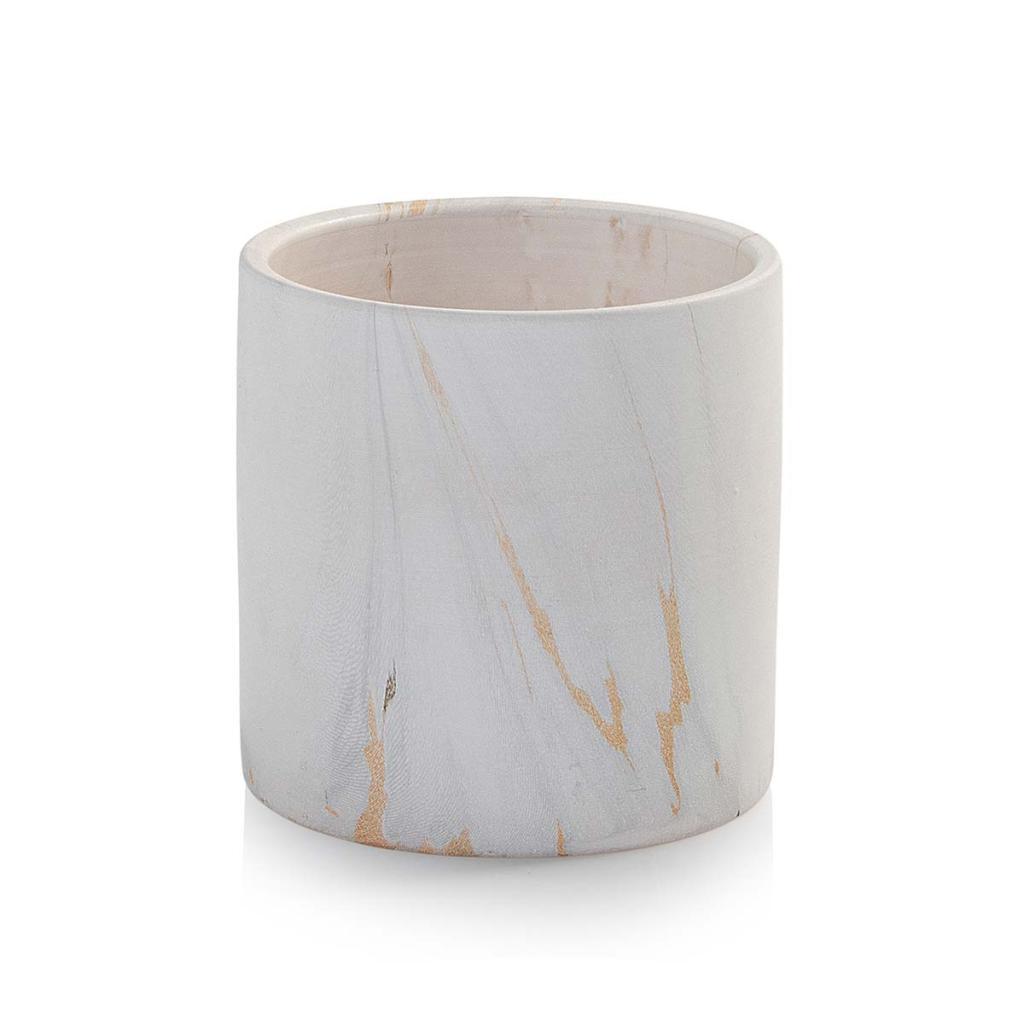 Vaso Cachepot Porcelana Fosco Tamanho P Cube Marmorizado Pozzani