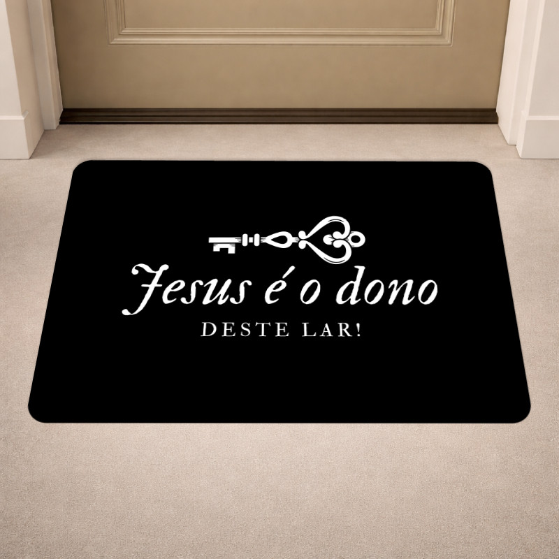 Imagem Tapete Antiderrapante Biblico, Oração, Cristão Decoração Porta ou Banheiro 40x60cm