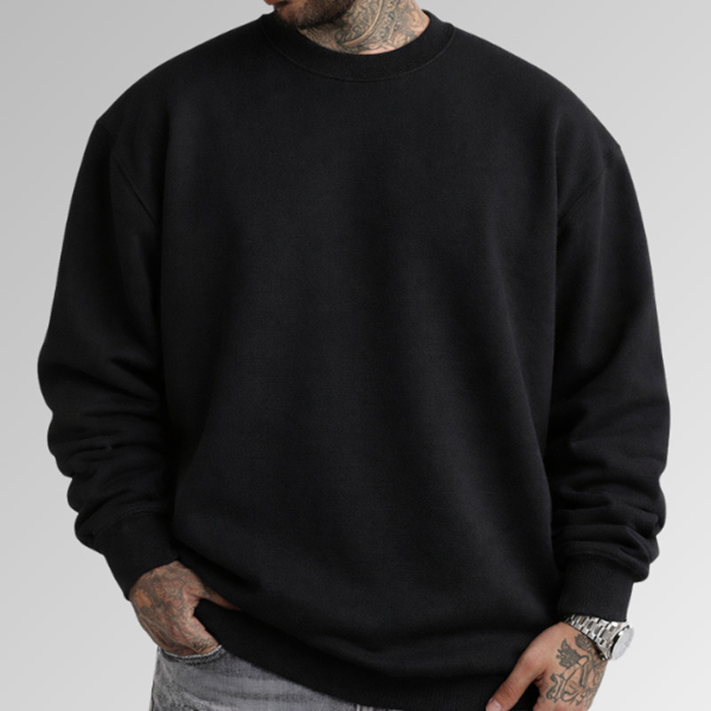 Moletom Gola Redonda Casaco liso Sem Capuz Flanelado De Frio Masculino e Feminino