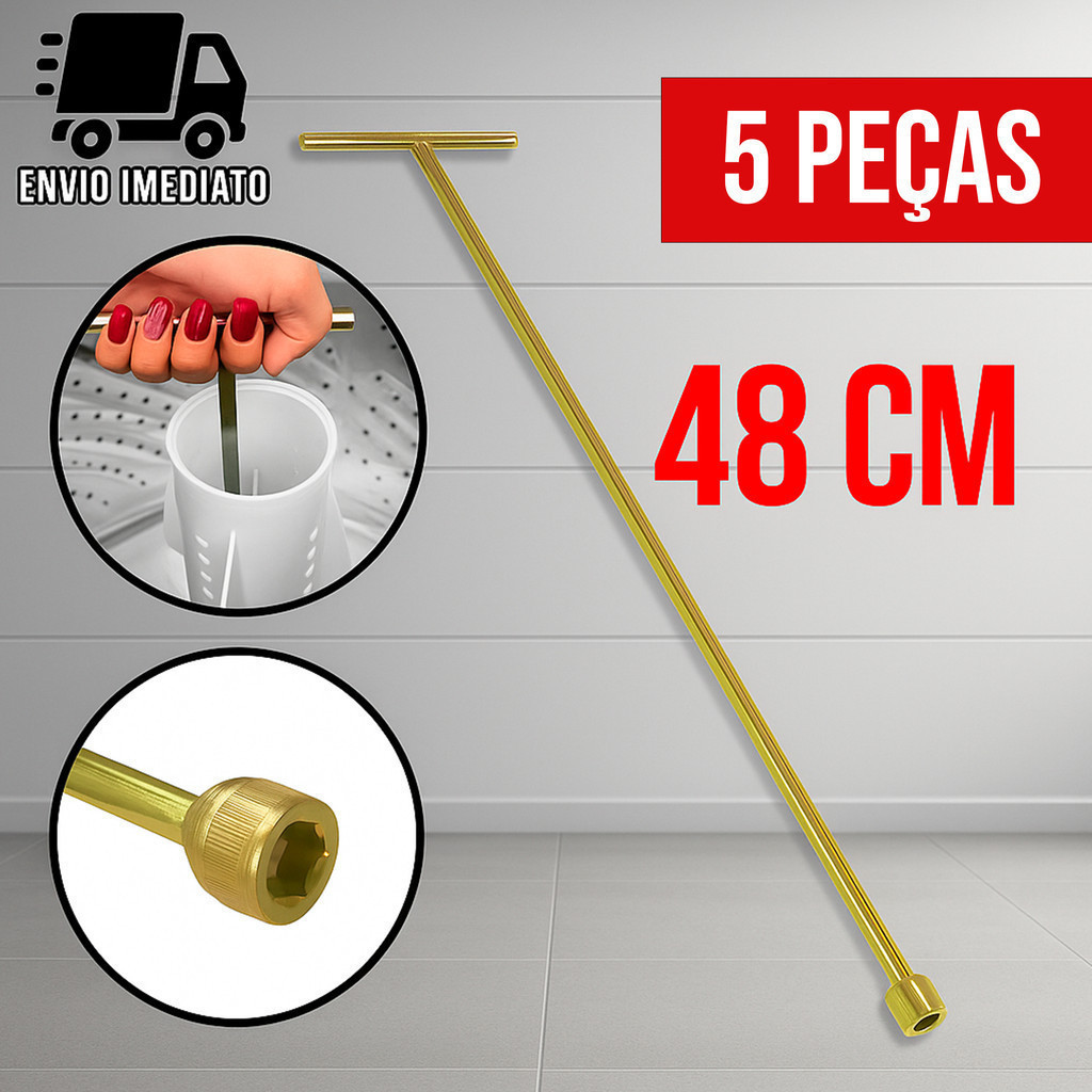 Kit 5 Chave T 10mm Longa para Agitador de Maquina de Lavar Limpeza