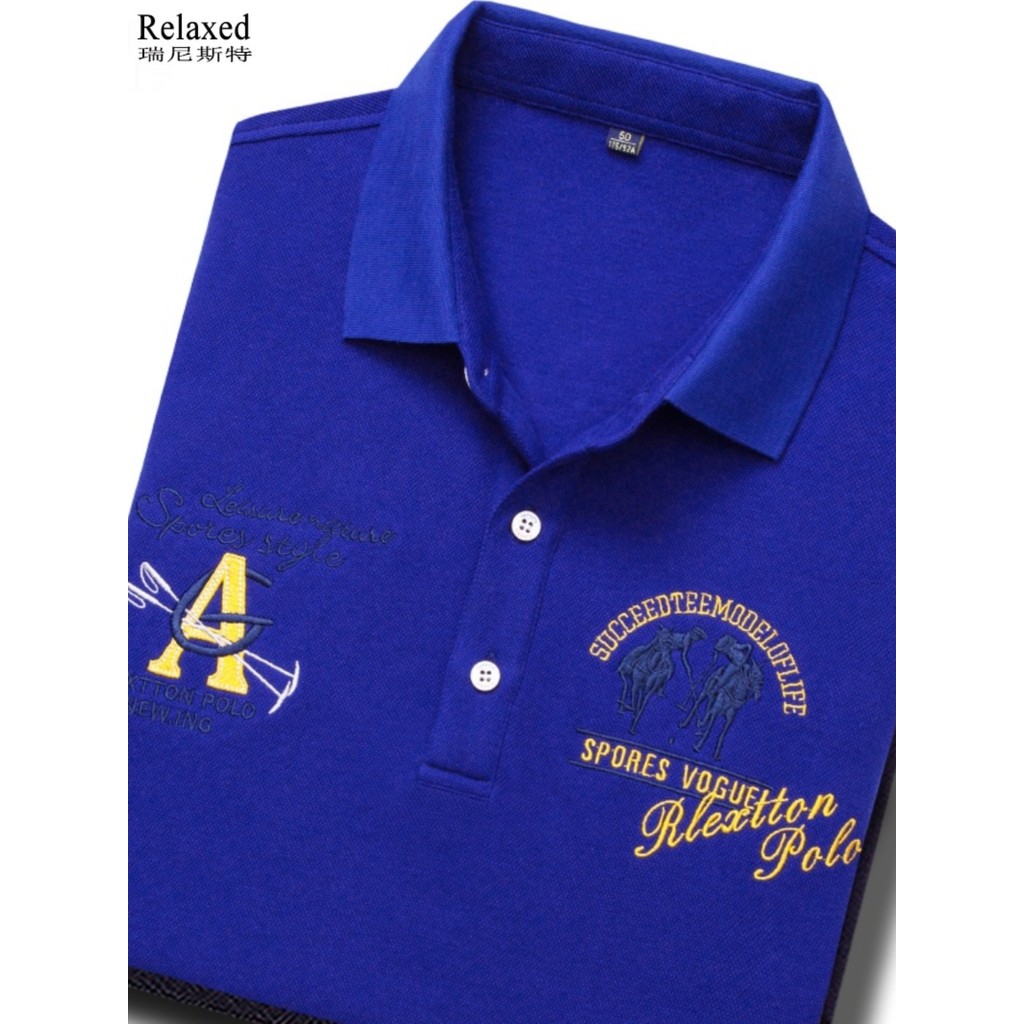 Primavera masculina lapela manga comprida camiseta puro algodão camisa polo masculina High-End bordado Street Wear colar