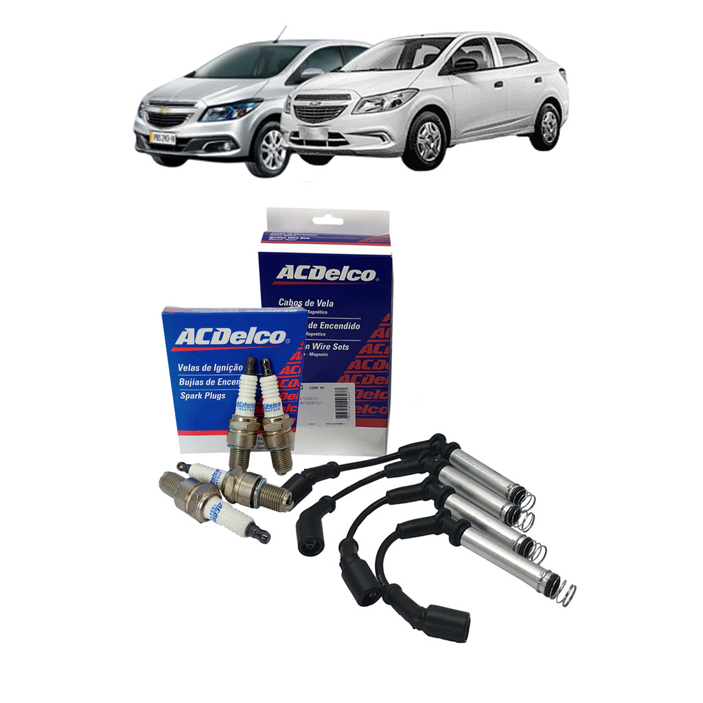Kit Jogo De Velas Gm E Cabos Acdelco Onix/Prisma/Joy/Plus 1.0/1.4