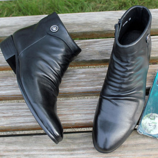 Versão coreana botas Martin com zíper masculino sapatos de alta qualidade britânico negócios Casual couro macio mais vel