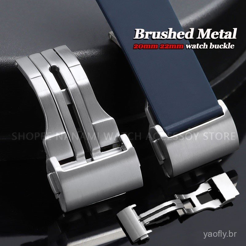 Fecho de relógio de metal escovado de 20mm 22mm, adequado para pulseira de relógio de aço inoxidável fosco da série Hubl