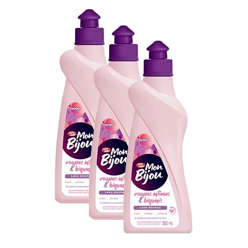 kit 3 Lava Roupa Líquido Roupas Intimas Mon Bijou 300ml em Oferta na Shopee