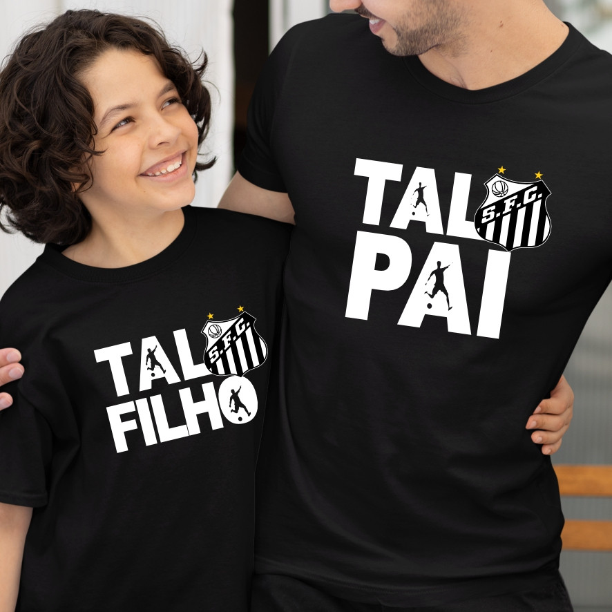Kit Conjunto 2 Camisetas Pai e Filho Tal Pai Tal Filho Futebol Personalizado Kit Preto Resistente e Qualidade Premium