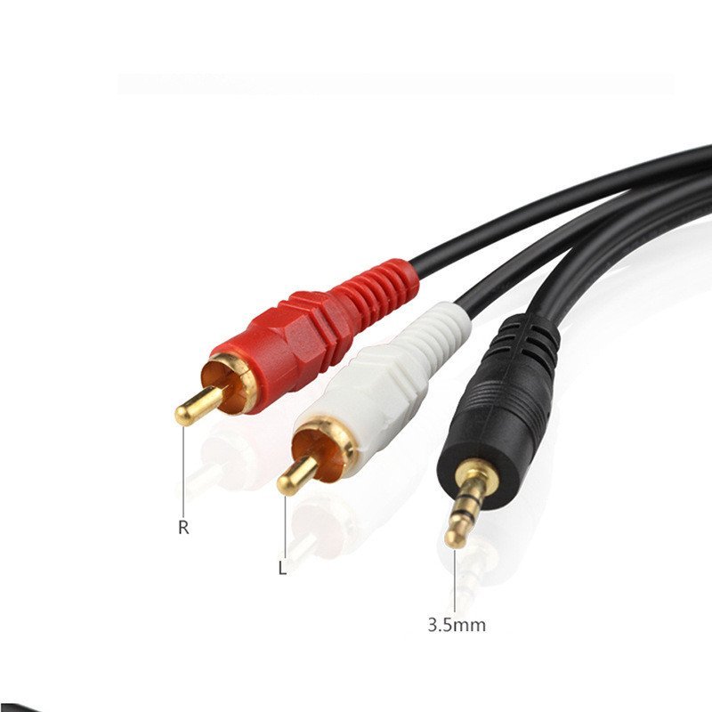 Cabo de áudio de 3,5 mm para 2 RCA banhado a ouro, cabo de áudio de 3,5 mm, divisor 1 para 2, cabo de 3,5 mm para 2 RCA