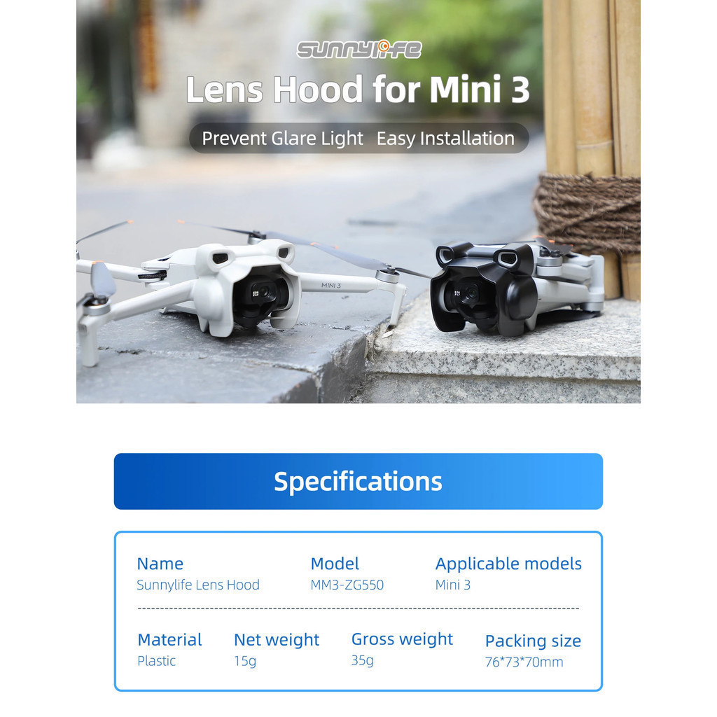 Capa Protetora para Lente do Mini 3, Para-sol Anti-reflexo, Protetor de Câmera Gimbal para Acessórios DJI Mini 3