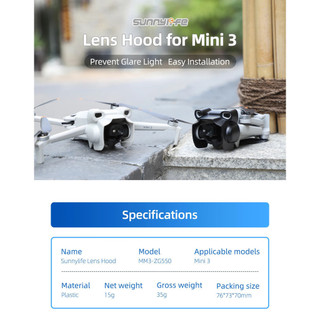 Capa Protetora para Lente do Mini 3, Para-sol Anti-reflexo, Protetor de Câmera Gimbal para Acessórios DJI Mini 3