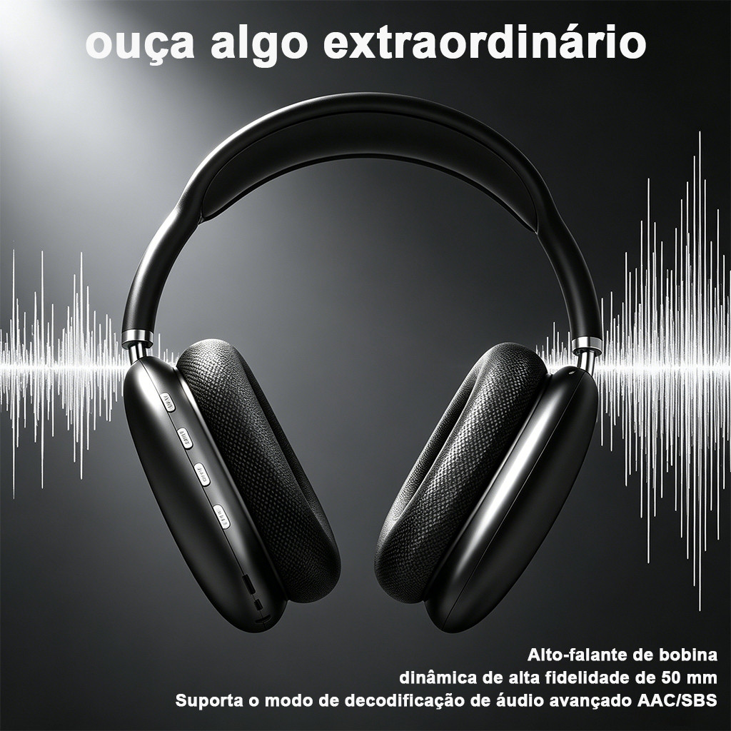 Fone de ouvido Bluetooth Sem Fio Headphone Bluetooth Recarregável P9 Top Casual Esportivo-Air resistente e confortavel