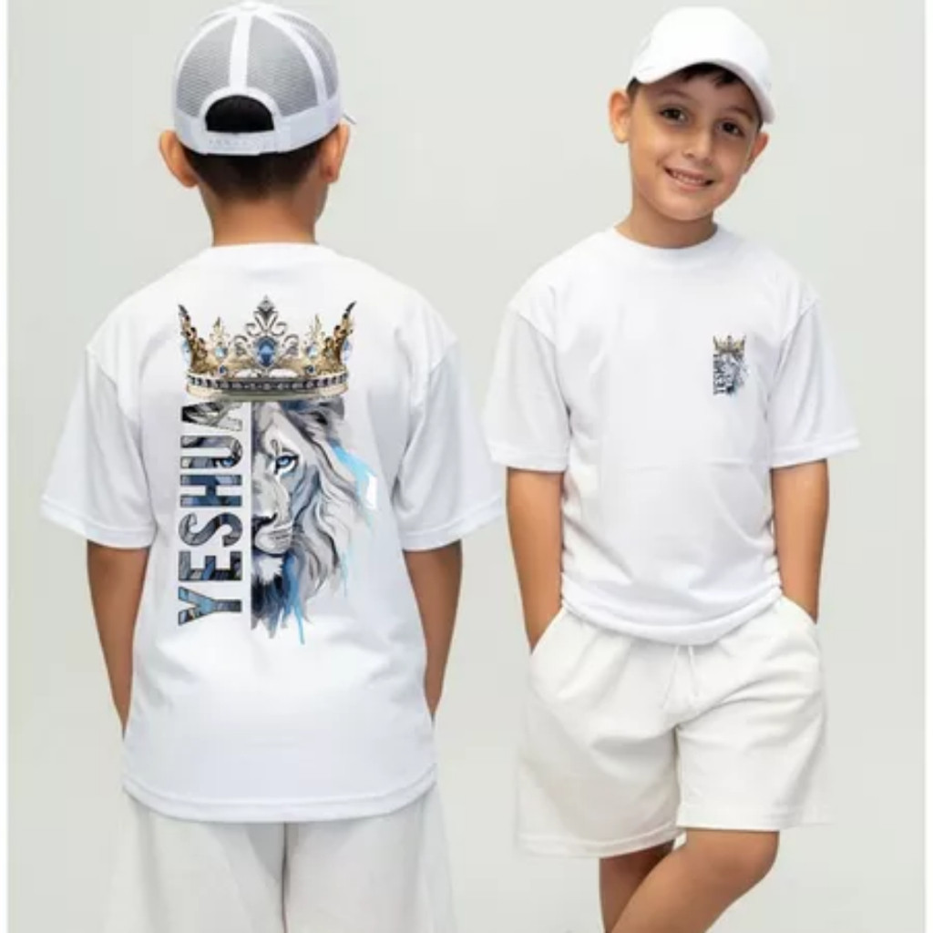 Camiseta Infantil Malha 100% Algodão Estilosa Camisa Religiosa Jesus Cristo Yeshua cristã