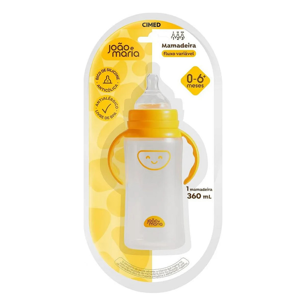 Mamadeira João e Maria Fluxo Variável Bico de Silicone 0-6+ Meses 360ml