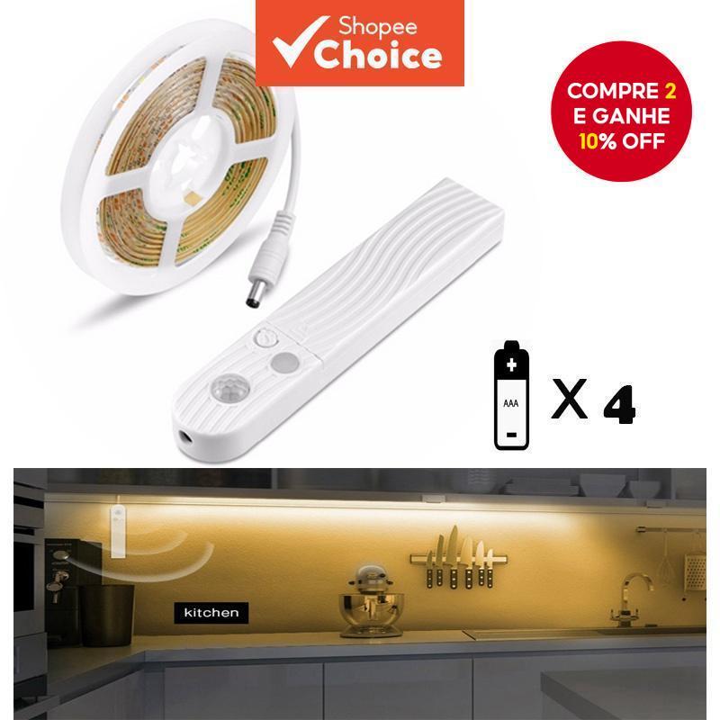 2835 PIR Motion Sensor Led Luz Do Armário 3 M 5V Bateria Fita Sob Cama Decoração Do Lâmpada em Oferta na Shopee