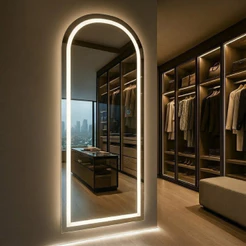 Espelho Lopazzi Curvado Arcos Oval Com LED 170x70 Grande Corpo Inteiro Touch Bivolt Luxo Tendência Decor