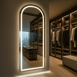 Espelho Curvado Arcos Oval Com LED 170x70 Grande Corpo Inteiro Touch Bivolt Luxo Tendência Decor em Oferta na Shopee