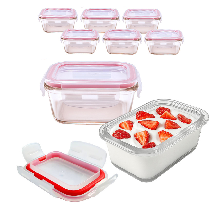 Conjunto 6 Potes Herméticos De Vidro Borossilicato 200ml Fit Frutas Tampa