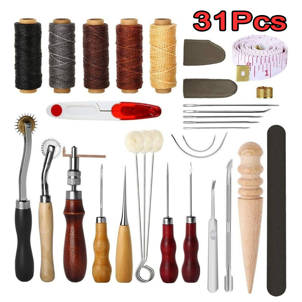 31 Peças Ferramentas Perfurador De Couro Kit De Costura Ferramentas Artesanais De Couro Faça Você Mesmo