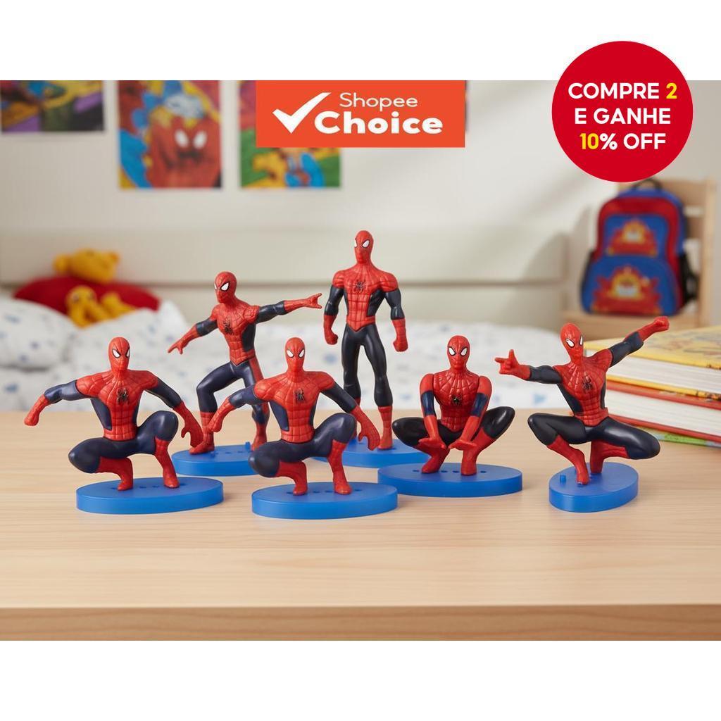 7 peças conjunto de bonecos tema Homem-Aranha Vingador decoração de bolo de aniversário para todas as estações em Oferta na Shopee