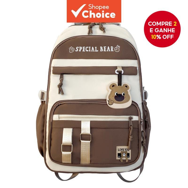 Nova Mochila Escolar de Grande Capacidade para Adolescentes | Mochila Ergonômica Leve para Estudantes do Ensino