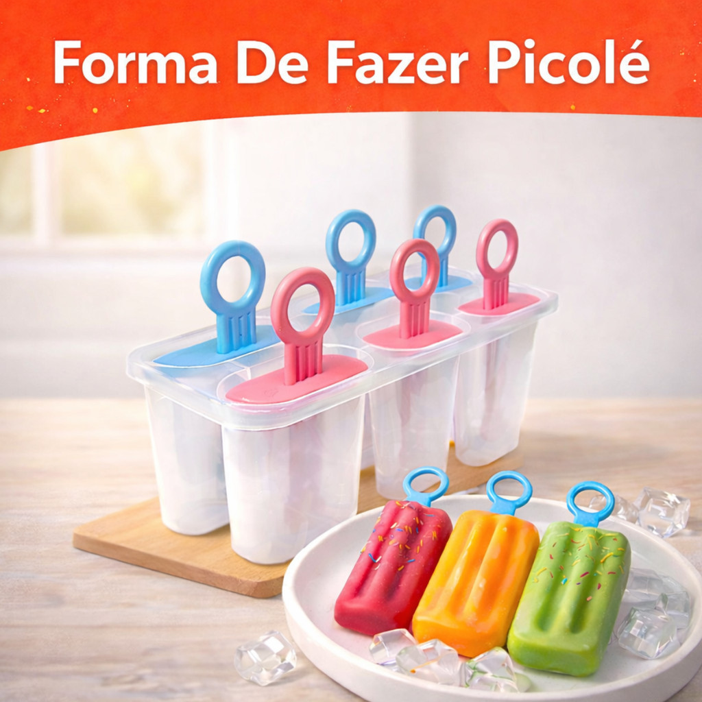 Forma De Paleta Picole Sorvete Palito Caseiro Forma Molde Preparo 6 Geladinhos