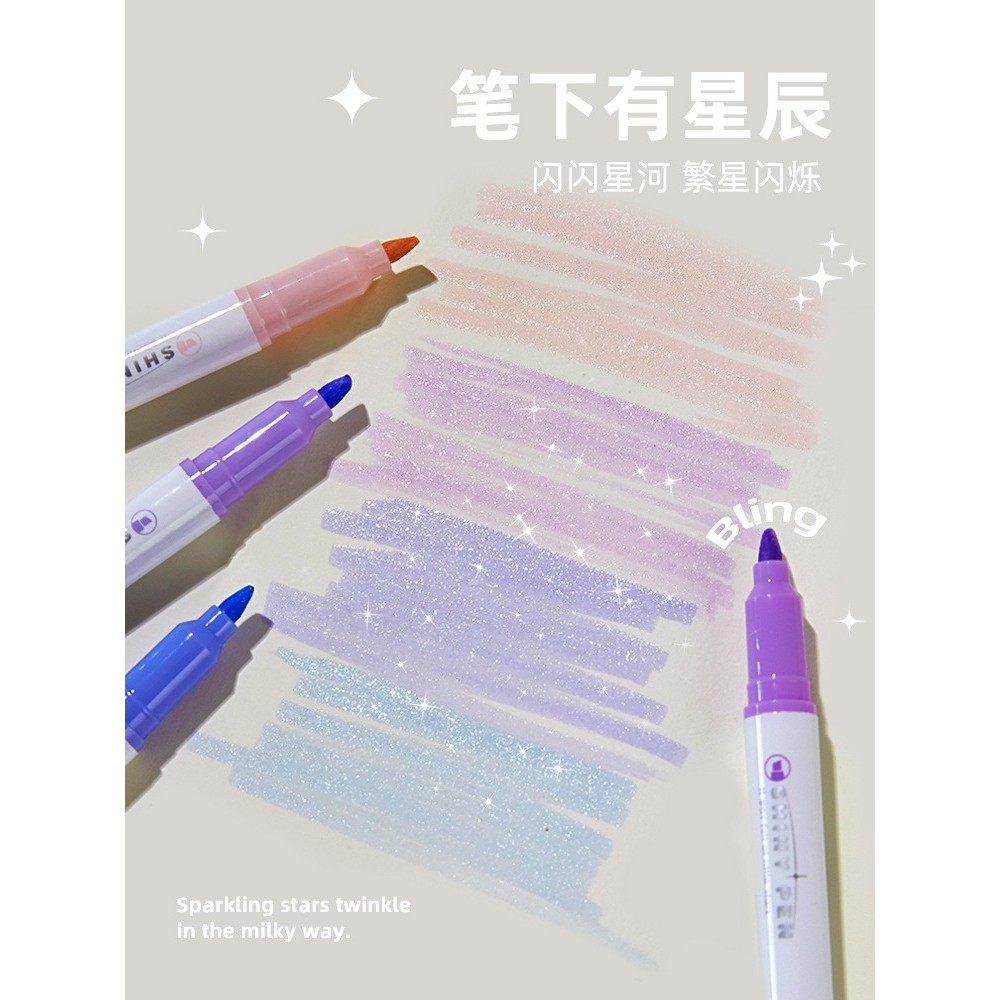 Glitter marcador marcador curso chave caderno caneta manual glitter caneta prata glitter estrela Gel caneta brilhante