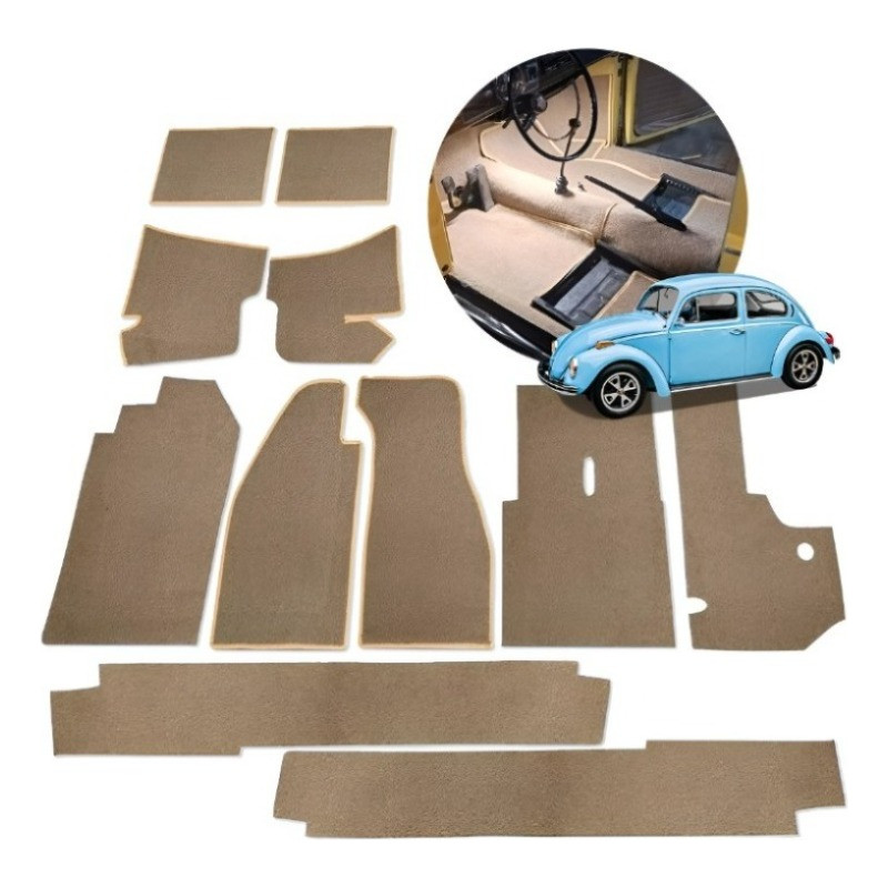Forração Carpete Fusca 1970 a 1995 Assoalho 11 Peças