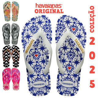 Chinelo Havaianas Top Feita de Ginga Original Sandália Tira Larga Encardida Macia Original Farm Ladrilho