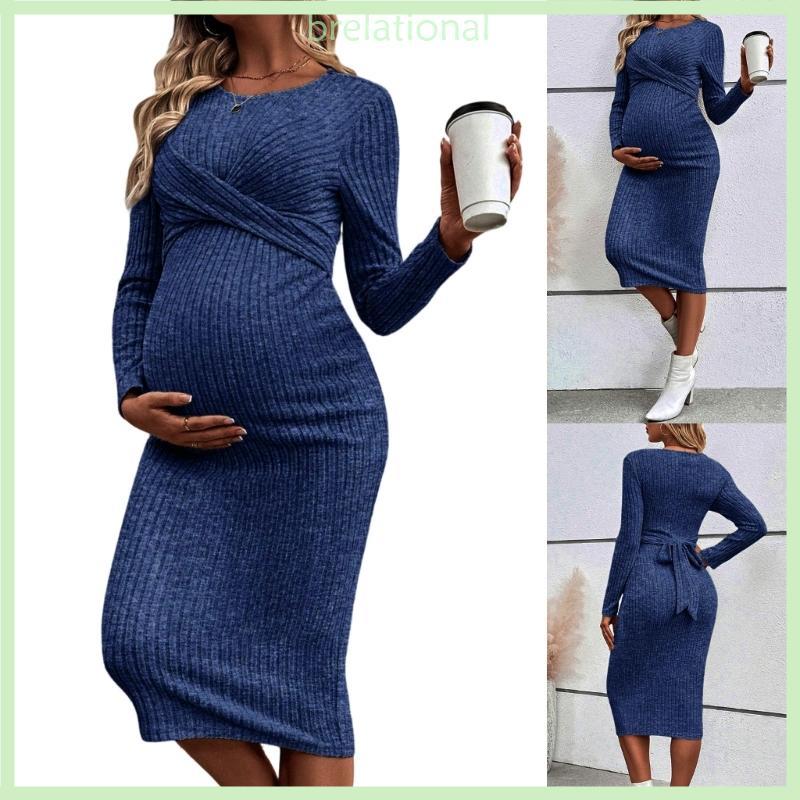 R Vestido Elegante Design Cintura Elástica, Ajuste Lisonjeiro, Maternidade Para Trimestres, Evento Passe