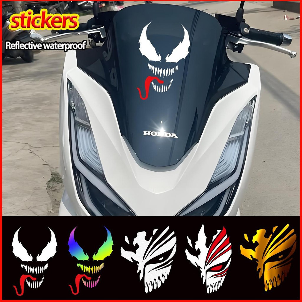 Adesivos Venom Death Mask para Motocicleta PCX160 Xmax300 Nmax155, Acessório de Decoração para Painel Frontal do Para-br
