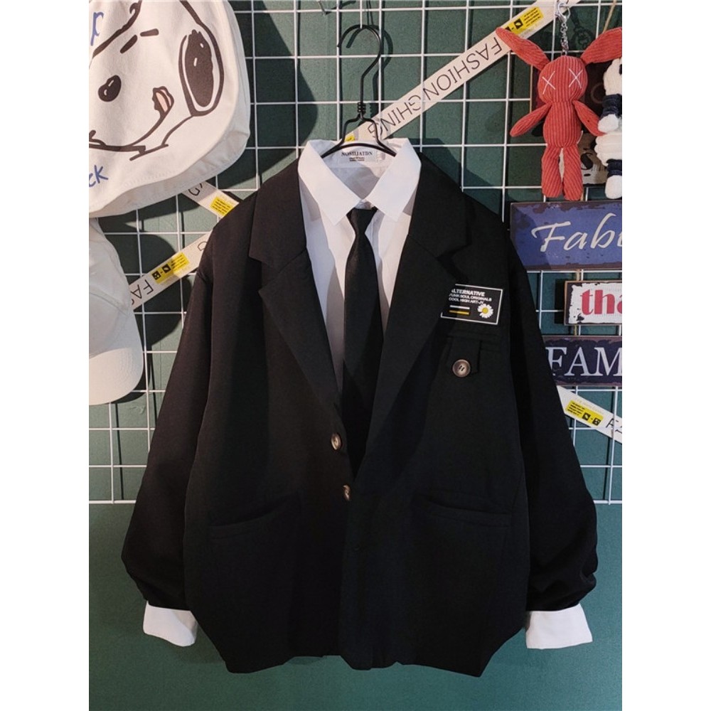 Bonito terno jaqueta masculina terno primavera outono estilo Preppy solto All-Match DK terno topo masculino Design nicho