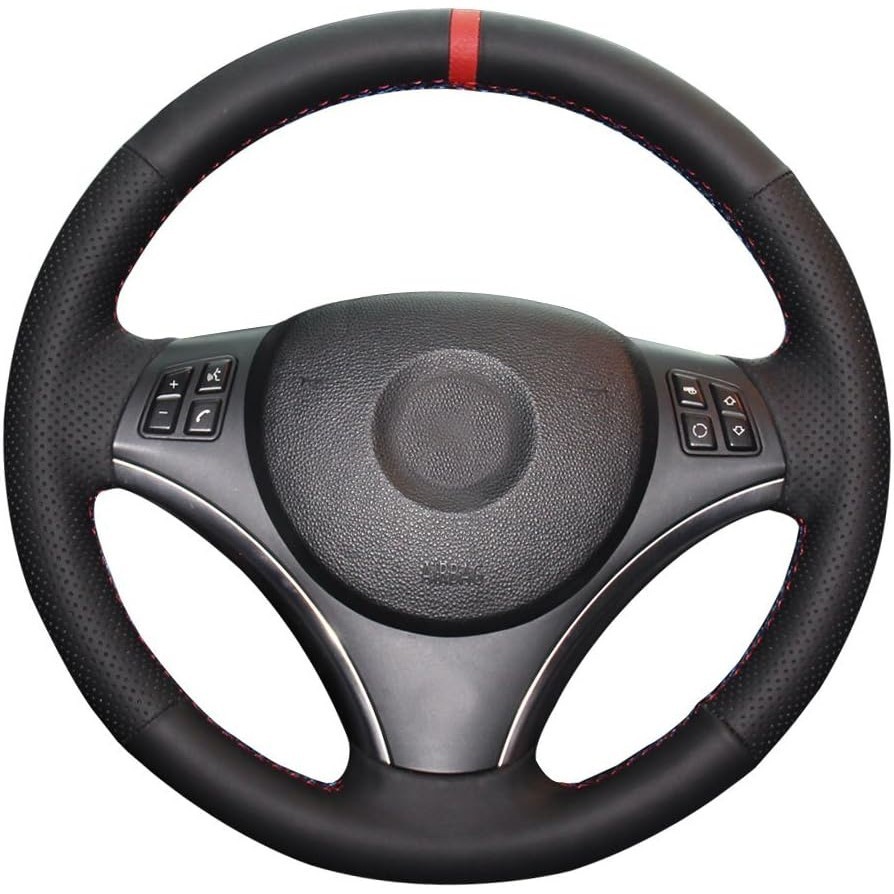 Eiseng DIY Costura Preto Microfibra Couro Capa De Volante De Carro Para BMW E90 325i 328i 330i 335i E87 120i 130i 120d/2