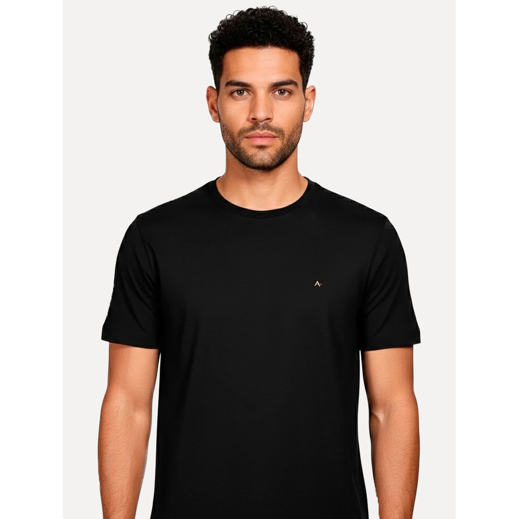 Camiseta Aramis Original Masculina Crewneck Basic Lisa Light Logo Preta
